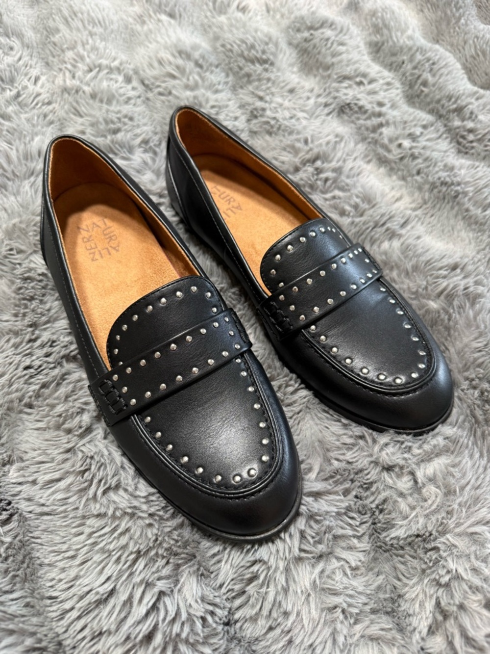 Naturalizer Black Studded Leather Loafers